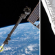 Imágenes que muestran el nuevo agujero en Canadarm2.